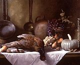 Maureen Hyde Still Life with Pheasant and a Basket of Fruit painting